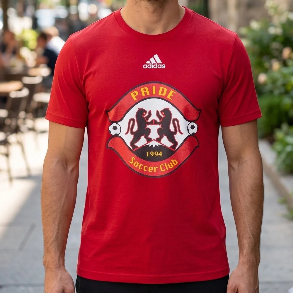 Adidas Mens Red Pride Soccer Club 1994 Graphic Amplifier Tee Shirt 5950
